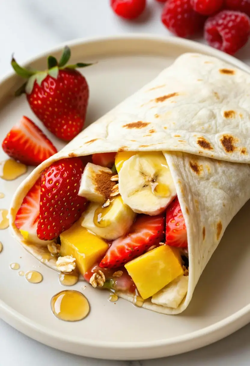 Wrap de Aveia com Frutas Delicioso