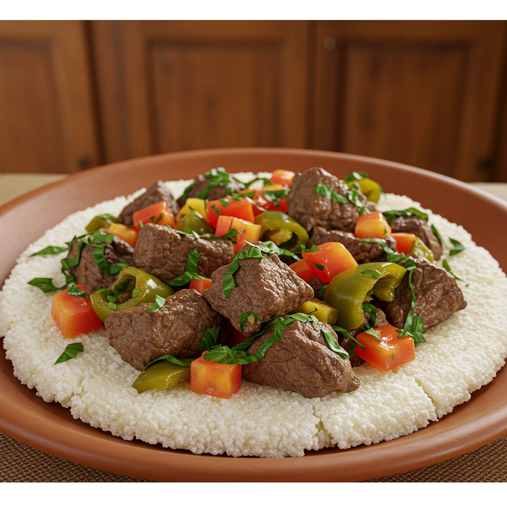 Carne com mandioca